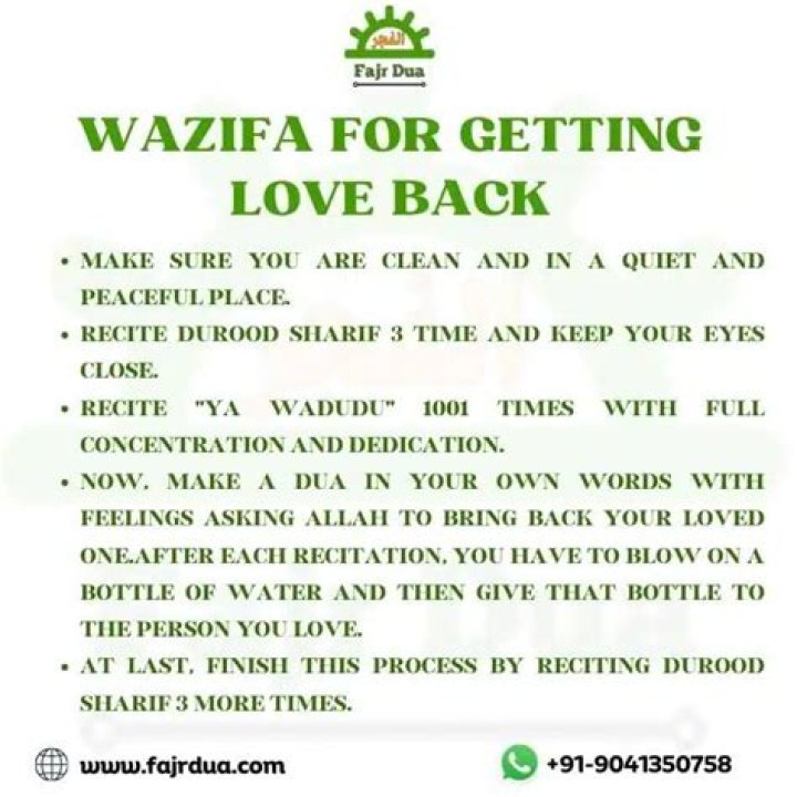 How do I get my love back on Wazifa?