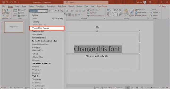 How do you change all fonts in PowerPoint?