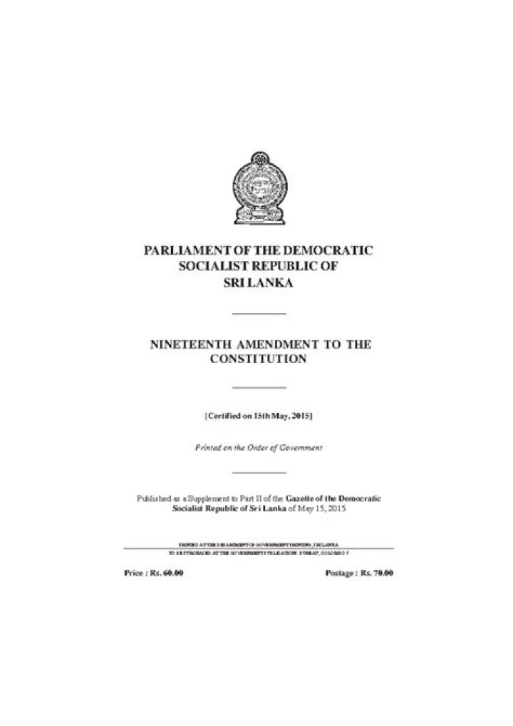 What is the 19th Amendment in Sri Lanka?